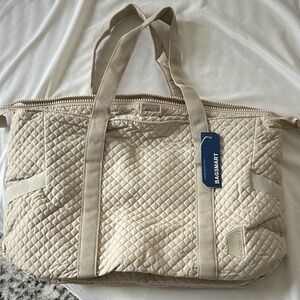 Bagsmart Quilted Cream Tote Bag
